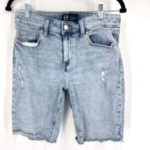 GAP Women's‎ Distressed Cut-Off Bermuda Denim Shorts Light Blue Size 4/27
